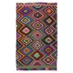 Dazzling Handmade Turkish Wool Kilim, One of a Kind Flat-Weave Rug, Floor Covering