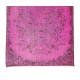Pink Overdyed Rug from Turkey, Hand Knotted Floral Medallion Design Carpet