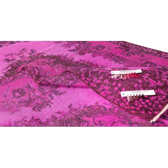 1960s Pink Overdyed Rug from Turkey, Hand Knotted Floral Medallion Design Carpet 1960s Pink Overdyed Rug from Turkey, Hand Knotted Floral Medallion Design Carpet