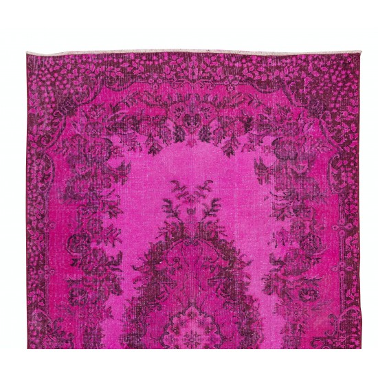 1960s Pink Overdyed Rug from Turkey, Hand Knotted Floral Medallion Design Carpet 1960s Pink Overdyed Rug from Turkey, Hand Knotted Floral Medallion Design Carpet