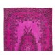1960s Pink Overdyed Rug from Turkey, Hand Knotted Floral Medallion Design Carpet 1960s Pink Overdyed Rug from Turkey, Hand Knotted Floral Medallion Design Carpet