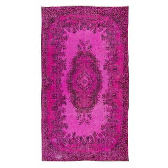 1960s Pink Overdyed Rug from Turkey, Hand Knotted Floral Medallion Design Carpet 1960s Pink Overdyed Rug from Turkey, Hand Knotted Floral Medallion Design Carpet