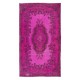 1960s Pink Overdyed Rug from Turkey, Hand Knotted Floral Medallion Design Carpet 1960s Pink Overdyed Rug from Turkey, Hand Knotted Floral Medallion Design Carpet