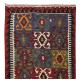 Multicolor Hand-Woven Turkish Vintage Wool Kilim, Flat-weave Rug