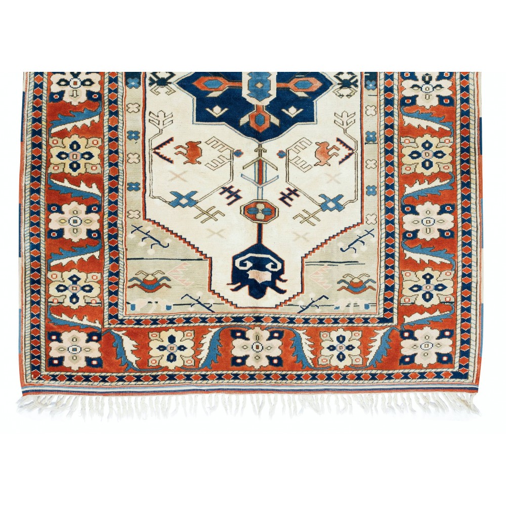 Handmade Turkish Geometric Patterned Area Rug for Office and Home Decor, 100% Wool