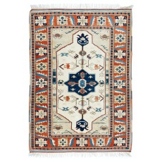 Handmade Turkish Geometric Patterned Area Rug for Office and Home Decor, 100% Wool