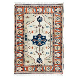 Handmade Turkish Geometric Patterned Area Rug for Office and Home Decor, 100% Wool