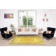 Medallion Pattern Yellow Over-dyed Rug, Modern Turkish Handmade Carpet