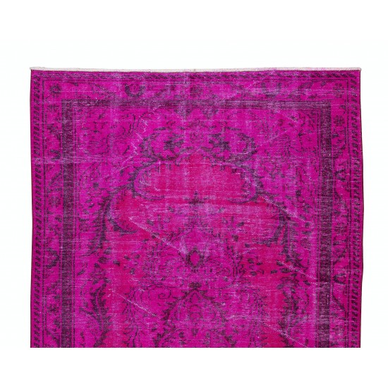 Fantastic Pink Overdyed Rug from Turkey, Hand Knotted Medallion Design Carpet Fantastic Pink Overdyed Rug from Turkey, Hand Knotted Medallion Design Carpet