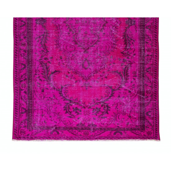Fantastic Pink Overdyed Rug from Turkey, Hand Knotted Medallion Design Carpet Fantastic Pink Overdyed Rug from Turkey, Hand Knotted Medallion Design Carpet