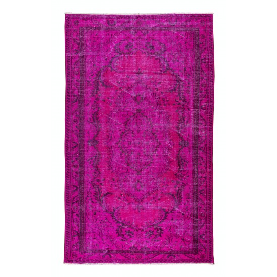 Fantastic Pink Overdyed Rug from Turkey, Hand Knotted Medallion Design Carpet Fantastic Pink Overdyed Rug from Turkey, Hand Knotted Medallion Design Carpet
