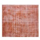 Modern Orange Over-dyed Rug, Turkish Handmade Carpet