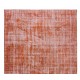 Orange Over-dyed Rug, 1960s Turkish Handmade Carpet for Modern Interiors