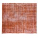 Modern Orange Over-dyed Rug, Turkish Handmade Carpet