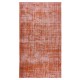 Orange Over-dyed Rug, 1960s Turkish Handmade Carpet for Modern Interiors