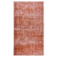 Modern Orange Over-dyed Rug, Turkish Handmade Carpet