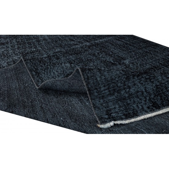 Vintage Turkish Handmade Area Rug Over-Dyed in Black for Modern Interiors Vintage Turkish Handmade Area Rug Over-Dyed in Black for Modern Interiors