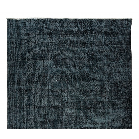Vintage Turkish Handmade Area Rug Over-Dyed in Black for Modern Interiors Vintage Turkish Handmade Area Rug Over-Dyed in Black for Modern Interiors
