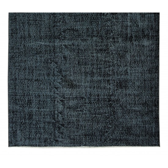 Vintage Turkish Handmade Area Rug Over-Dyed in Black for Modern Interiors Vintage Turkish Handmade Area Rug Over-Dyed in Black for Modern Interiors