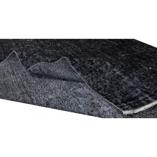 Vintage Turkish Handmade Area Rug Over-Dyed in Black for Modern Interiors Vintage Turkish Handmade Area Rug Over-Dyed in Black for Modern Interiors