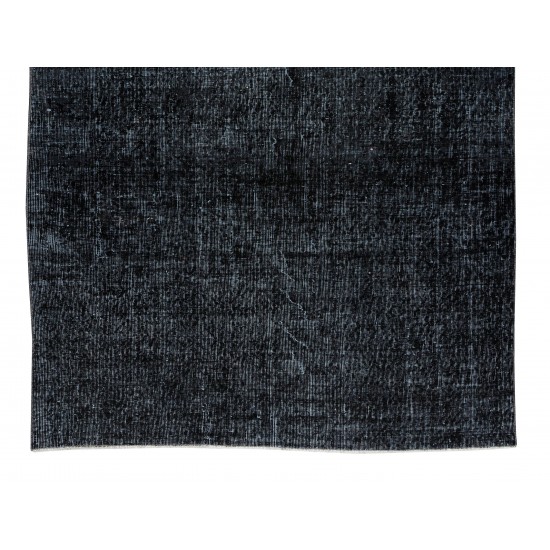 Vintage Turkish Handmade Area Rug Over-Dyed in Black for Modern Interiors Vintage Turkish Handmade Area Rug Over-Dyed in Black for Modern Interiors