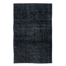 Vintage Turkish Handmade Area Rug Over-Dyed in Black for Modern Interiors