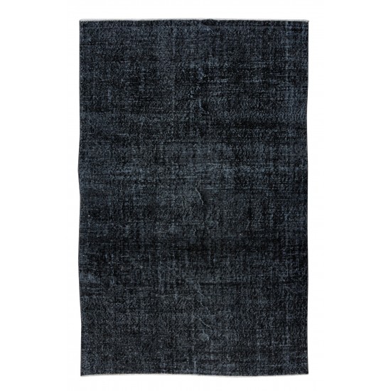 Vintage Turkish Handmade Area Rug Over-Dyed in Black for Modern Interiors Vintage Turkish Handmade Area Rug Over-Dyed in Black for Modern Interiors