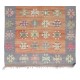 Handmade Vintage Turkish Colorful Kilim, Flat-Weave Wool Floor Covering