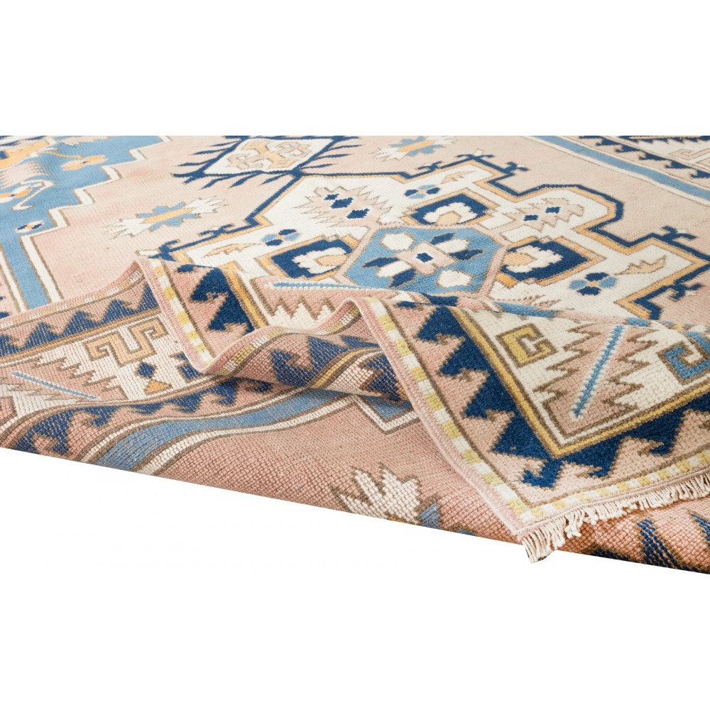 Handmade Turkish Geometric Patterned Area Rug for Office and Home Decor, 100% Wool