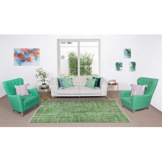 Modern Home Decor Green Over-Dyed Rug, Handmade Turkish Wool Carpet Modern Home Decor Green Over-Dyed Rug, Handmade Turkish Wool Carpet