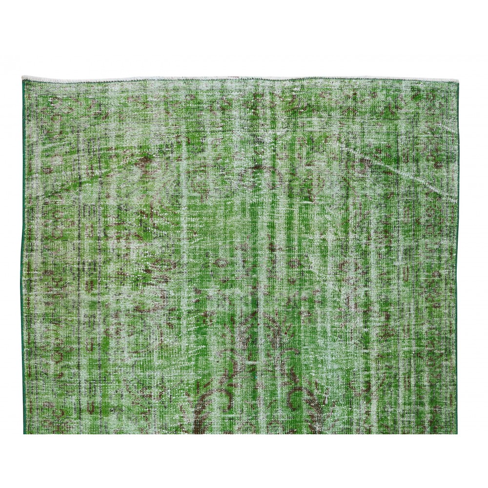 Modern Home Decor Green Over-Dyed Rug, Handmade Turkish Wool Carpet
