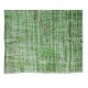 Home Decor Green Over-Dyed Rug, Handmade 1960s Turkish Wool Carpet