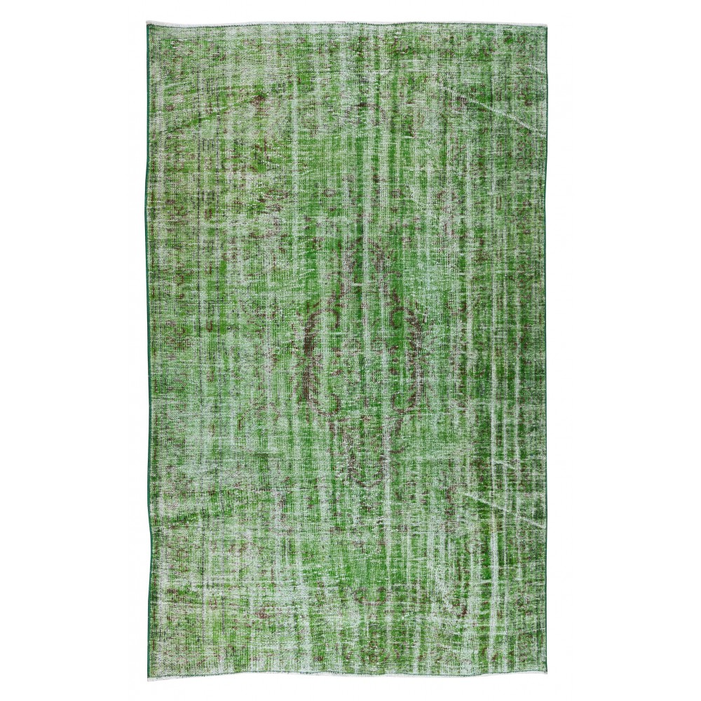 Modern Home Decor Green Over-Dyed Rug, Handmade Turkish Wool Carpet