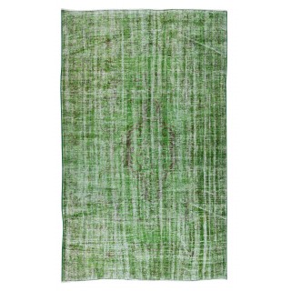 Modern Home Decor Green Over-Dyed Rug, Handmade Turkish Wool Carpet