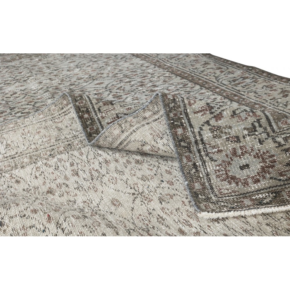 Turkish Area Rug Over-Dyed in Gray, Hand-Knotted Vintage Wool Carpet