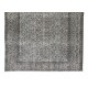 Turkish Area Rug Over-Dyed in Gray, Hand-Knotted Vintage Wool Carpet