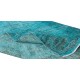 Contemporary Hand-Knotted Area Rug. Vintage Turkish Wool Carpet Over-Dyed in Teal Color