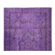 Vintage Handmade Turkish Rug Over-Dyed in Purple for Contemporary Interiors