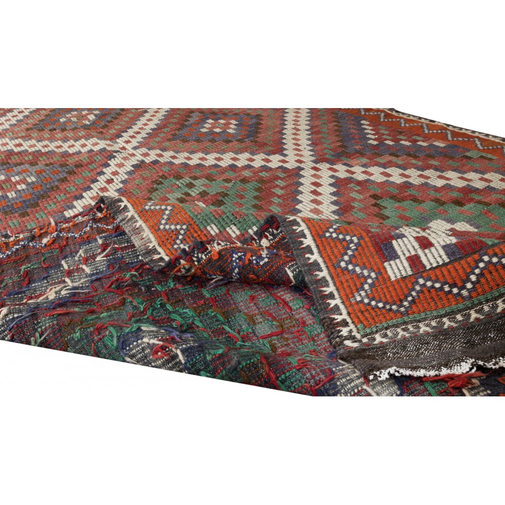 Unique Vintage Anatolian Jijim Kilim Rug, Hand-Woven Carpet Made of Wool