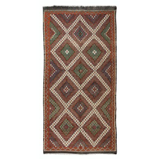 Unique Vintage Anatolian Jijim Kilim Rug, Hand-Woven Carpet Made of Wool