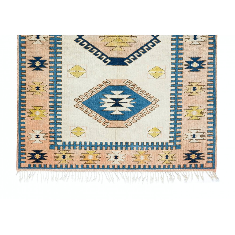 Hand-Knotted Rug from Turkey with Triple Medallion Design, 100% Wool