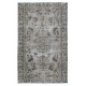 Floral Pattern Vintage Turkish Area Rug Over-Dyed in Gray, Hand-Knotted Modern Carpet