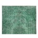 Vintage Handmade Turkish Rug Re-Dyed in Green, Great 4 Modern Interiors