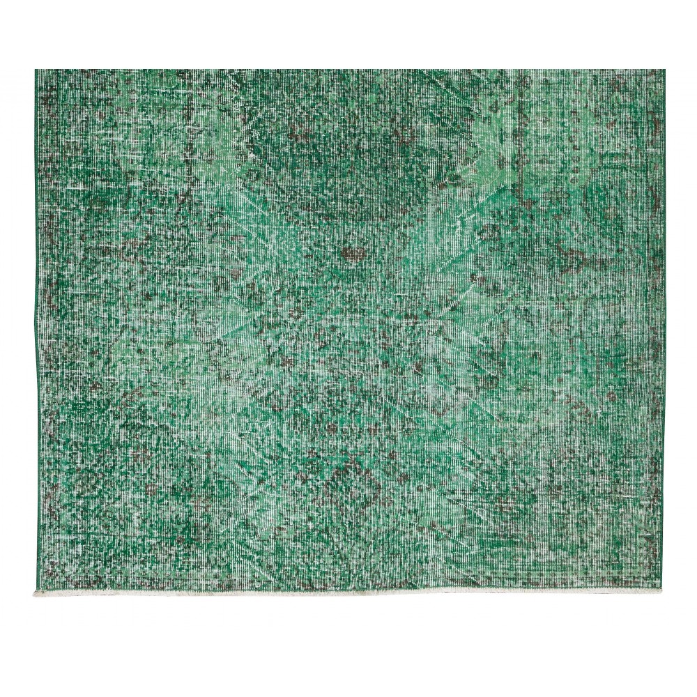 Vintage Handmade Turkish Rug Re-Dyed in Green, Great 4 Modern Interiors