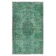 Vintage Handmade Turkish Rug Re-Dyed in Green, Great 4 Modern Interiors