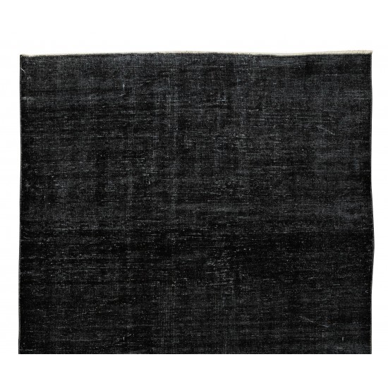 Vintage Turkish Handmade Area Rug Over-Dyed in Black for Modern Interiors Vintage Turkish Handmade Area Rug Over-Dyed in Black for Modern Interiors