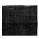 Vintage Turkish Handmade Area Rug Over-Dyed in Black for Modern Interiors