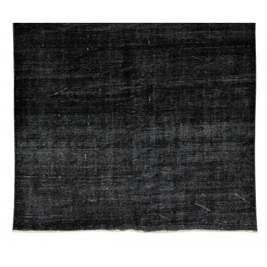Vintage Turkish Handmade Area Rug Over-Dyed in Black for Modern Interiors Vintage Turkish Handmade Area Rug Over-Dyed in Black for Modern Interiors