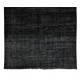 Vintage Turkish Handmade Area Rug Over-Dyed in Black for Modern Interiors