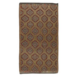 Unique Vintage Anatolian Jijim Kilim Rug, Hand-Woven Carpet Made of Wool